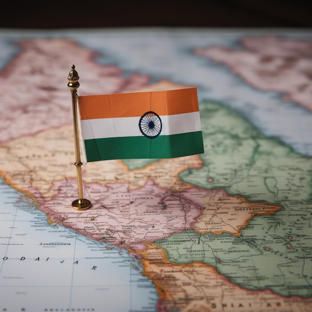 Photo drapeau et carte indiens de la fête de l'indépendance