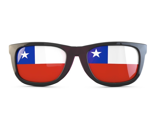 Drapeau Chili lunettes de soleil rendu 3D