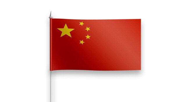 Drapeau de la Chine sur fond blanc