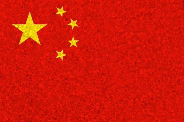 Drapeau de la Chine sur la texture en polystyrène