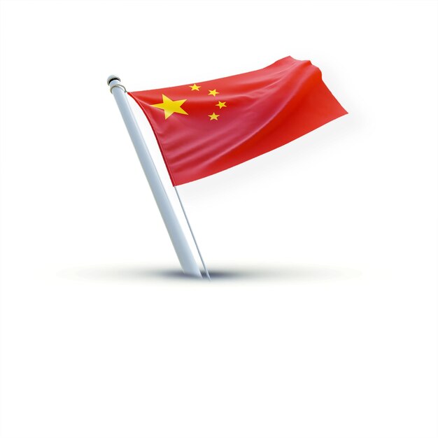 Un drapeau chinois sur un fond blanc utilisé pour les médias sociaux
