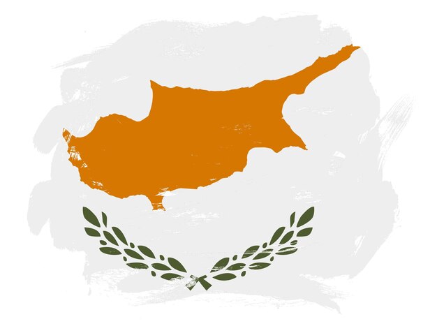 Drapeau chypriote sur fond de pinceau abstrait peint en blanc