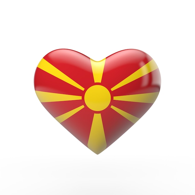 Drapeau coeur Macédoine rendu 3D