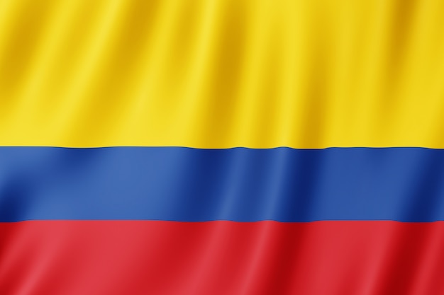 Drapeau de la Colombie dans le vent.