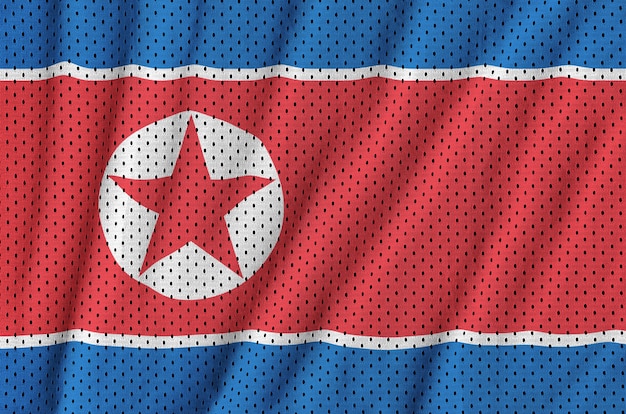Drapeau Corée du Nord imprimé sur un tissu en mesh polyester nylon sportswear