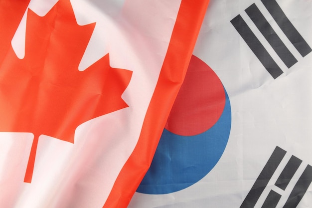 Drapeau de la Corée du Sud et du Canada