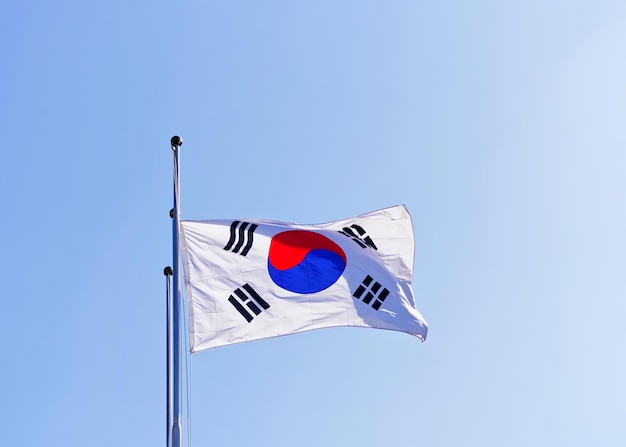 Drapeau coréen flottant au vent