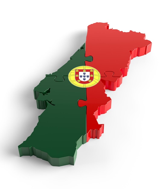 Photo drapeau couleurs puzzle portugal carte conception rendu 3d