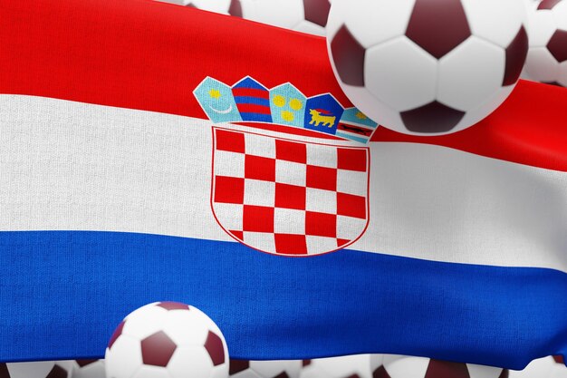 Photo drapeau de la croatie avec ballon world football 2022 illustration de rendu 3d minimale