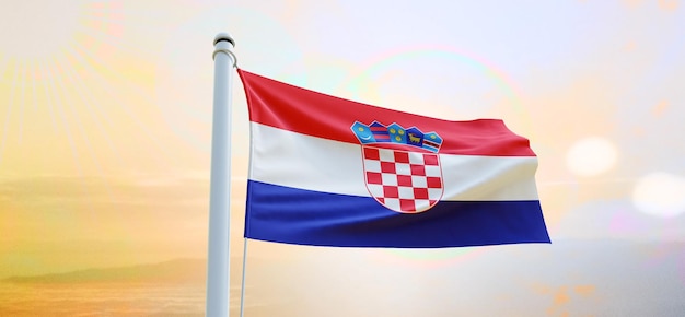 Drapeau de la croatie drapeau 3d agitant la bannière et l'arrière-plan