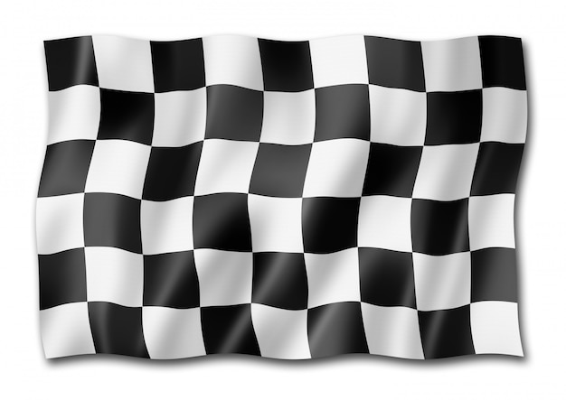 Photo drapeau à damier de finition de course automobile isolé