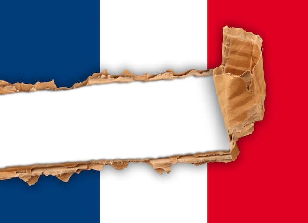 Un drapeau déchiré de l'état de france