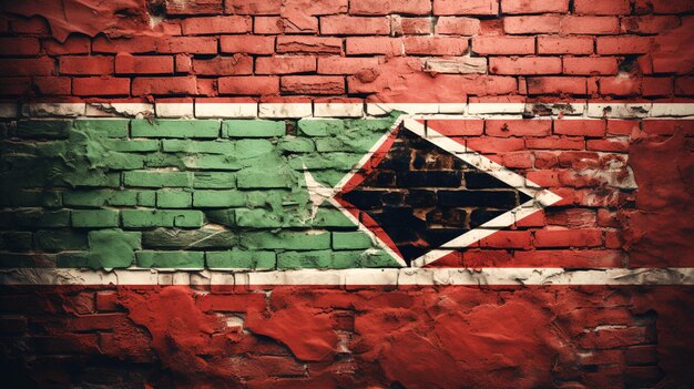 Drapeau en détresse du Kenya sur un mur de briques de plan