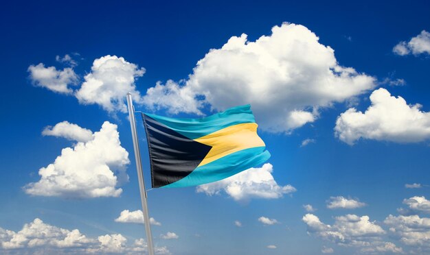 Un drapeau avec le drapeau des bahamas