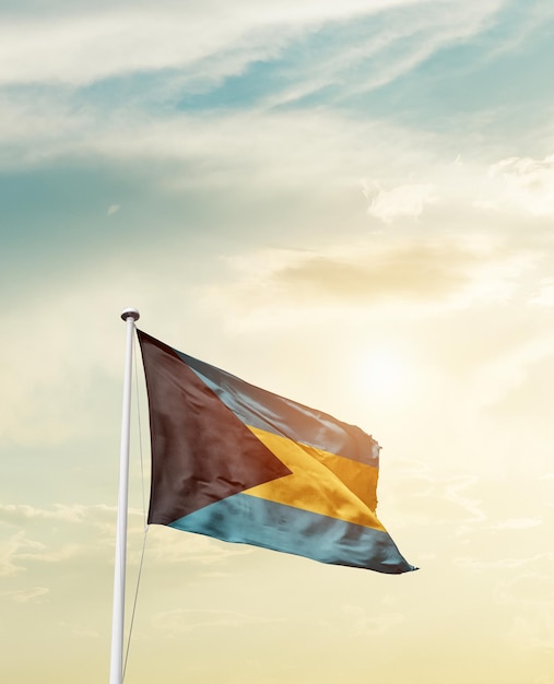 Un drapeau avec le drapeau des bahamas