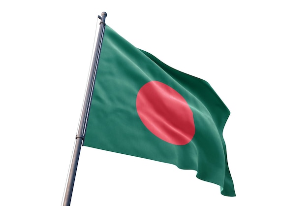 Drapeau du Bangladesh agitant un drapeau national avec un fond blanc isolé