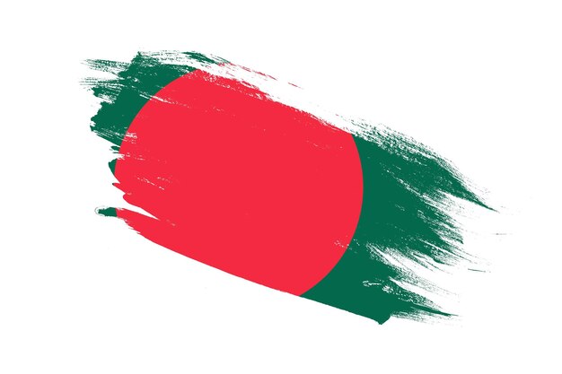 Drapeau du Bangladesh avec des effets peints au pinceau sur fond blanc isolé