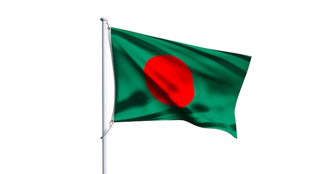 drapeau du Bangladesh flottant dans le vent sur un fond blanc drapeau bangladais ondulé réaliste