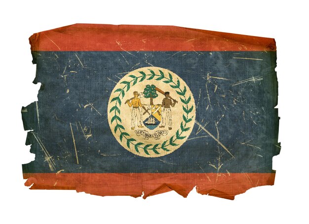 Drapeau du Belize ancien isolé sur blanc