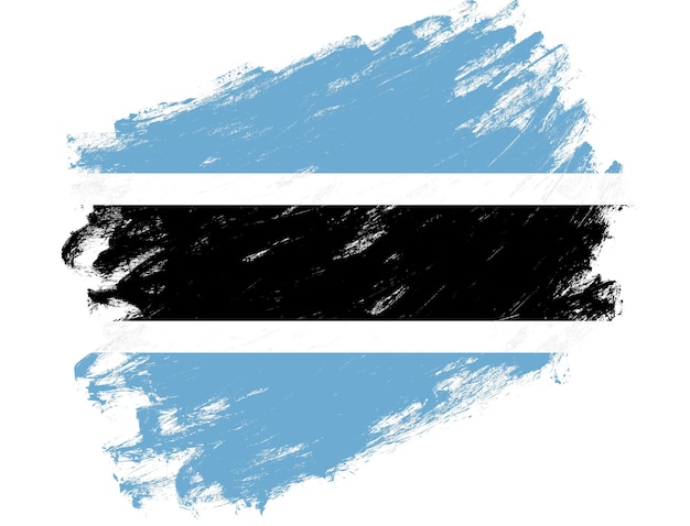 Photo drapeau du botswana peint sur un fond blanc de coup de pinceau grunge