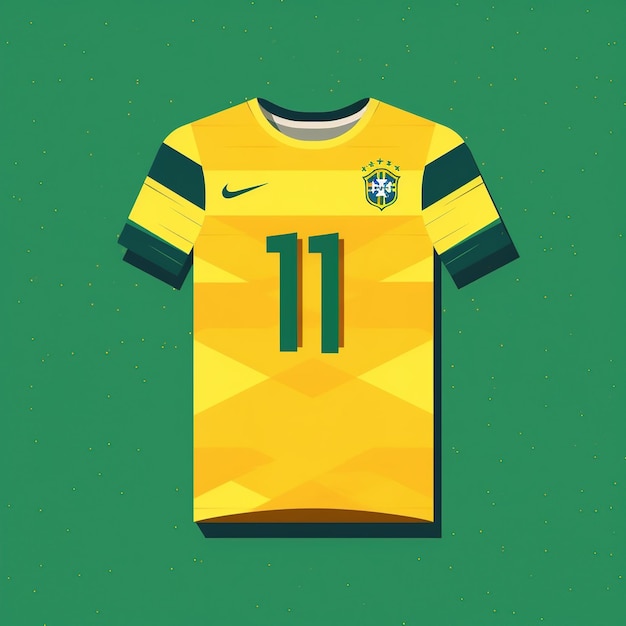 Photo drapeau du brésil maillot de football ou t-shirt de football maquette avec logo platai généré