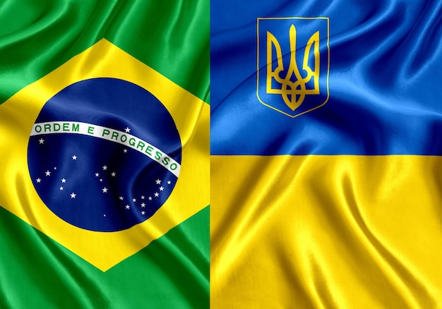 Drapeau du Brésil et de l'Ukraine