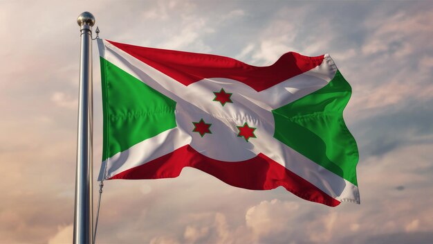 Photo le drapeau du burundi agite contre un ciel nuageux