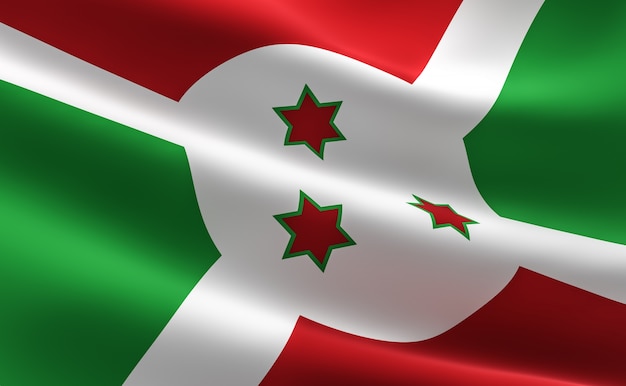 Drapeau du Burundi. Illustration du drapeau burundais ondulant.