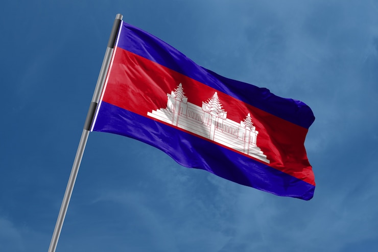 Photo drapeau du cambodge en agitant