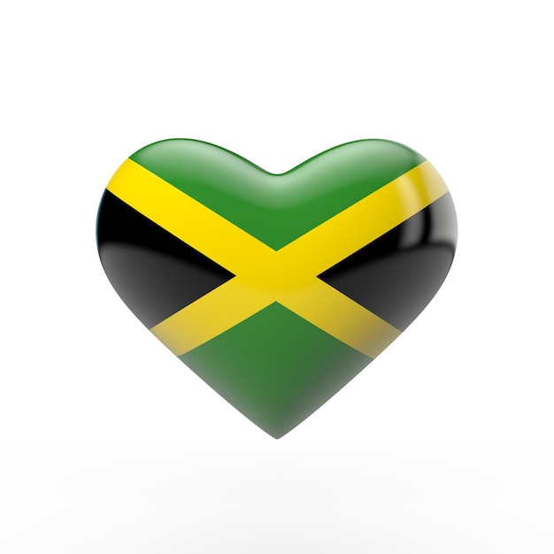 Drapeau du coeur de la Jamaïque rendu 3D