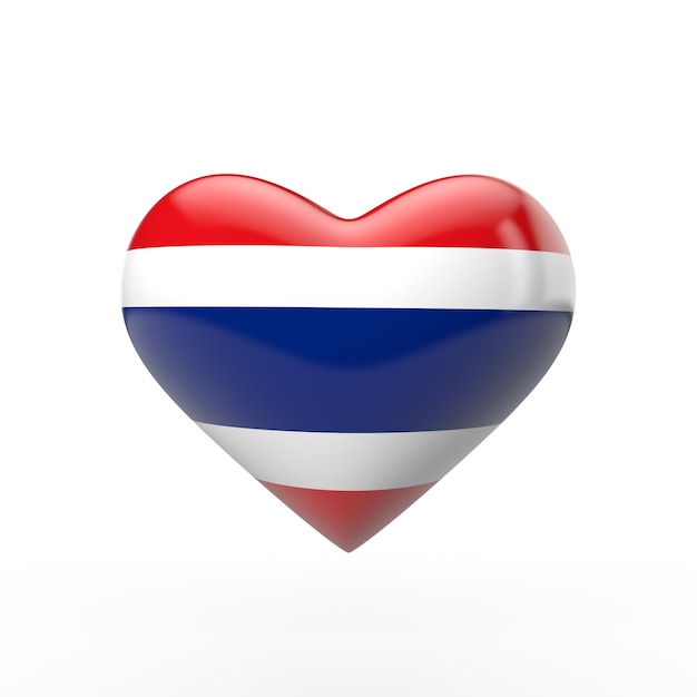 Drapeau du coeur de la Thaïlande rendu 3D