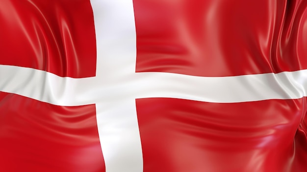 Drapeau du Danemark avec des réflexions pays rendu 3d illustration