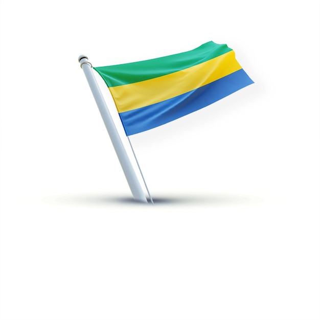 Un drapeau du Gabon sur un fond blanc utilisé pour les médias sociaux