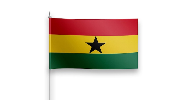 Drapeau du Ghana sur fond blanc