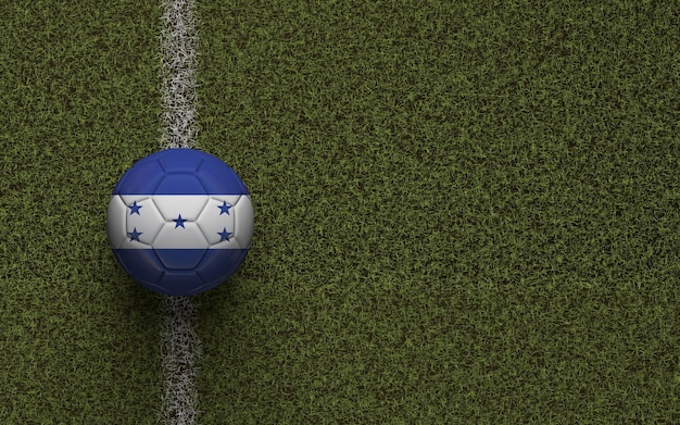 Drapeau du Honduras football sur un terrain de football vert rendu 3D