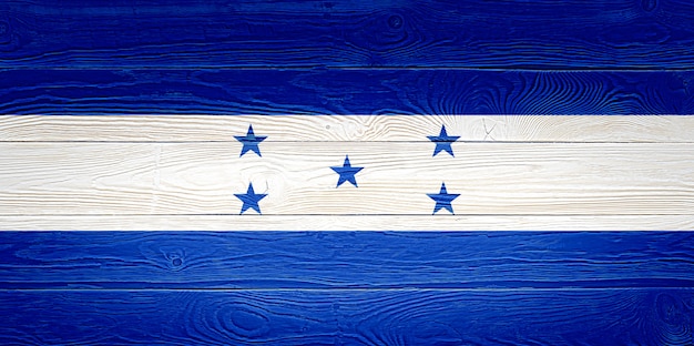 Drapeau du Honduras peint sur des planches de bois