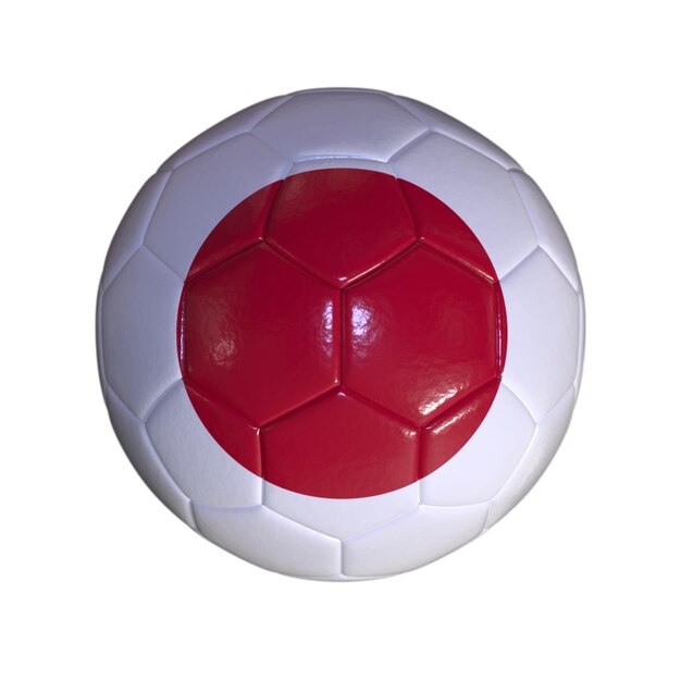 Photo drapeau du japon sur ballon de football et fond transparent