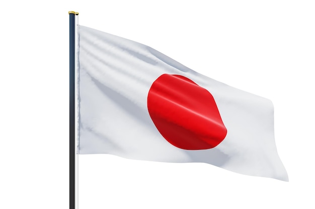 Drapeau du Japon pays ondulant dans le vent avec fond pour votre logo ou texte isolé sur fond blanc rendu 3D