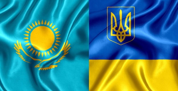 Drapeau du Kazakhstan et de l'Ukraine