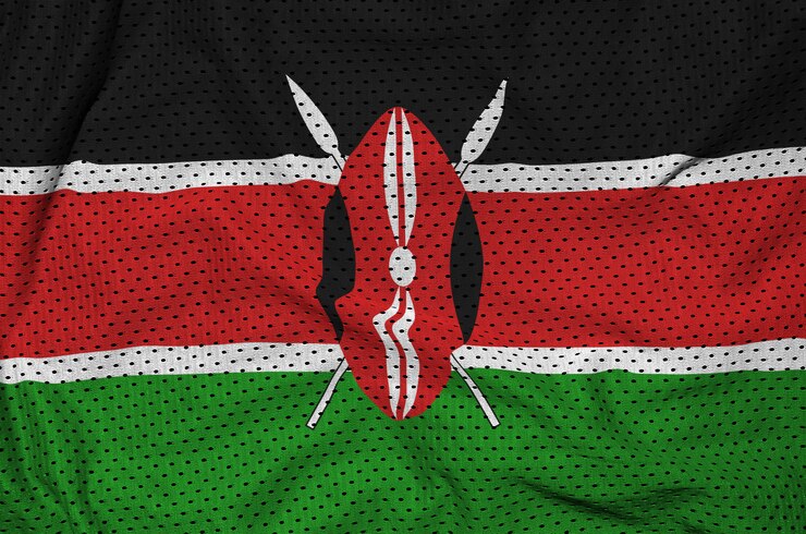 Photo drapeau du kenya imprimé sur un tissu de nylon pour sportswear en nylon