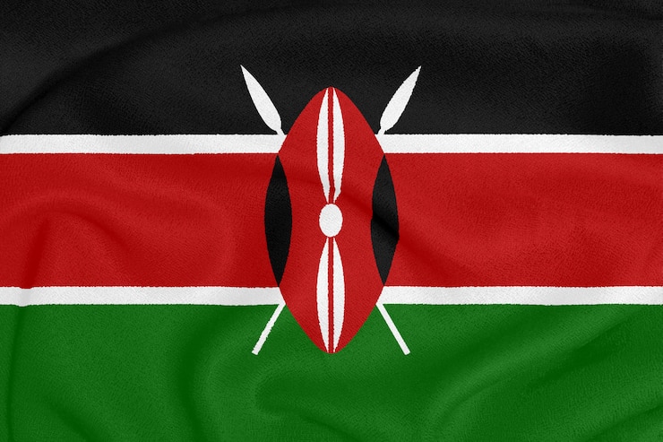 Photo drapeau du kenya sur tissu texturé. symbole patriotique