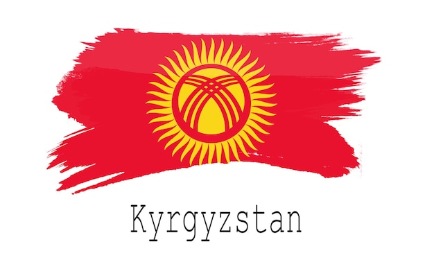 Drapeau du Kirghizistan sur fond blanc