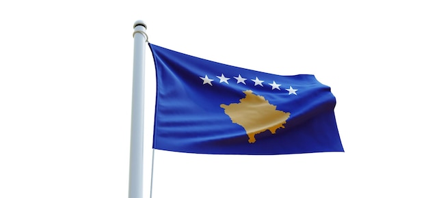 Drapeau du kosovo drapeau 3d sur fond blanc