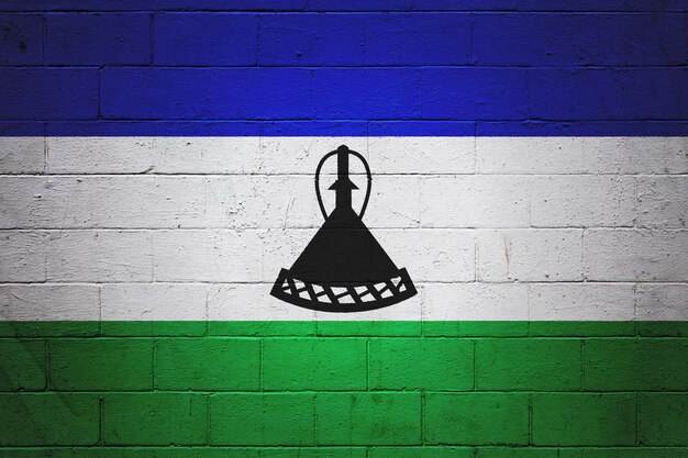 Drapeau du Lesotho peint sur un mur