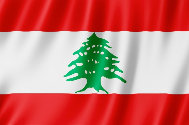 Drapeau du Liban dans le vent.