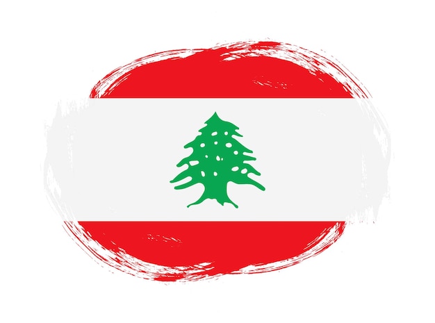 Drapeau du liban en fond de pinceau arrondi