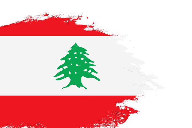 Drapeau du liban sur un pinceau de trait teinté peint fond blanc isolé avec espace de copie