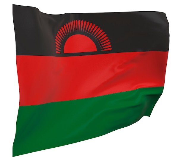 Drapeau du Malawi isolé. Agitant la bannière. Drapeau national du Malawi