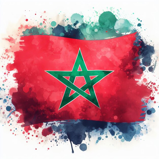 Photo le drapeau du maroc en aquarelle