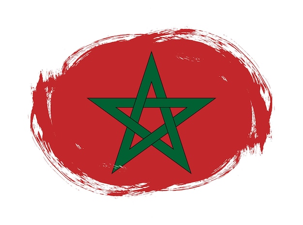 Drapeau du maroc en fond de pinceau arrondi